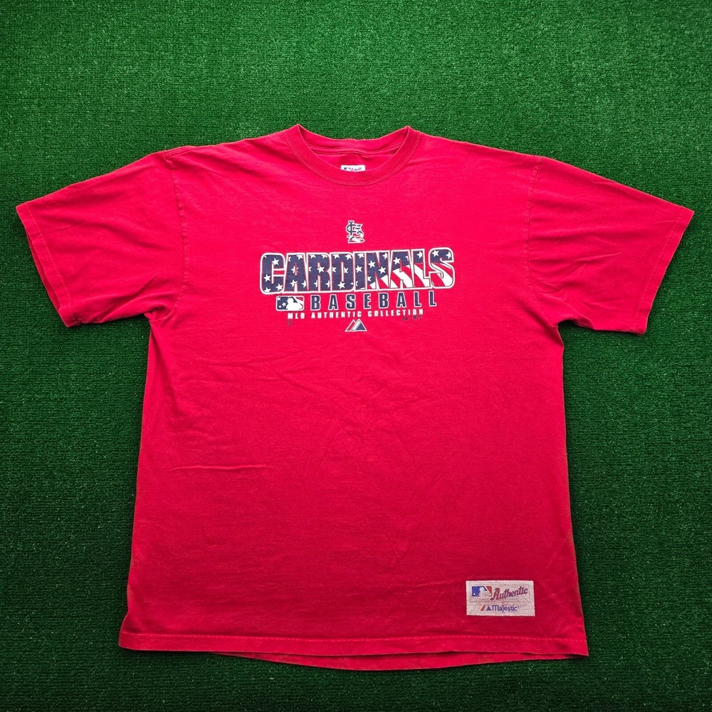 St Louis‎ Cardinals Majestic MLB Patriotic Tshirt Mens XL Red Short Sleeve